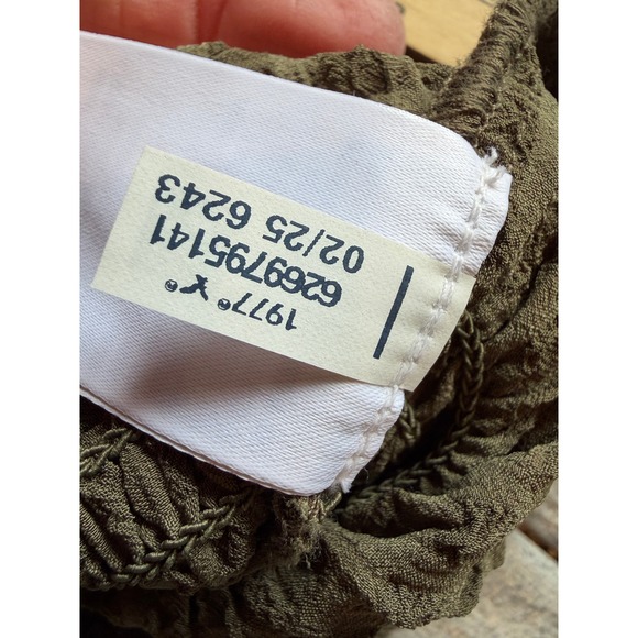 American Eagle Smocked Shirt Small Olive Green Peplum NWT Coquette NWT Milkmaid - Picture 10 of 11